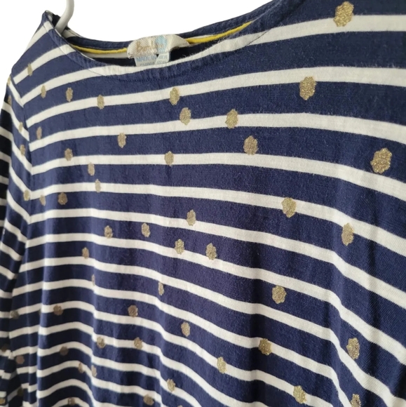 Boden Metallic Polka-dots with Stripes Long Sleeve Shirt Size 10 - Picture 3 of 6